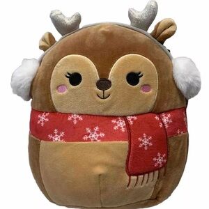NWOT 8” Darla the Reindeer Wearing Scarf & Earmuffs Squishmallow — Holiday